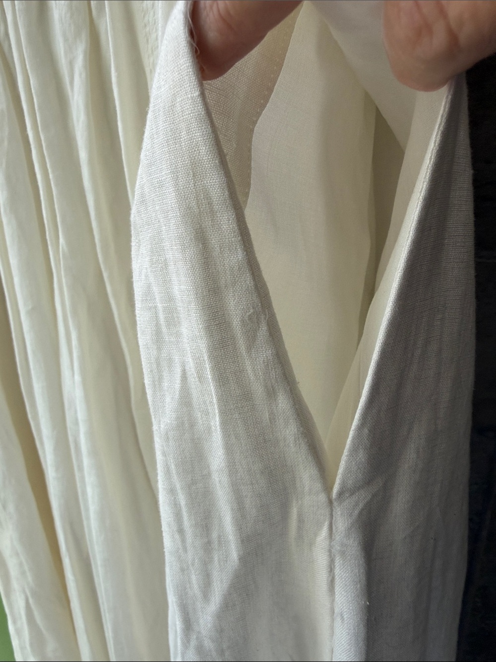 Maeve Linen Midi Dress White Navy Contrast Seamed Anthropologie Pockets Smocked - Picture 8 of 16